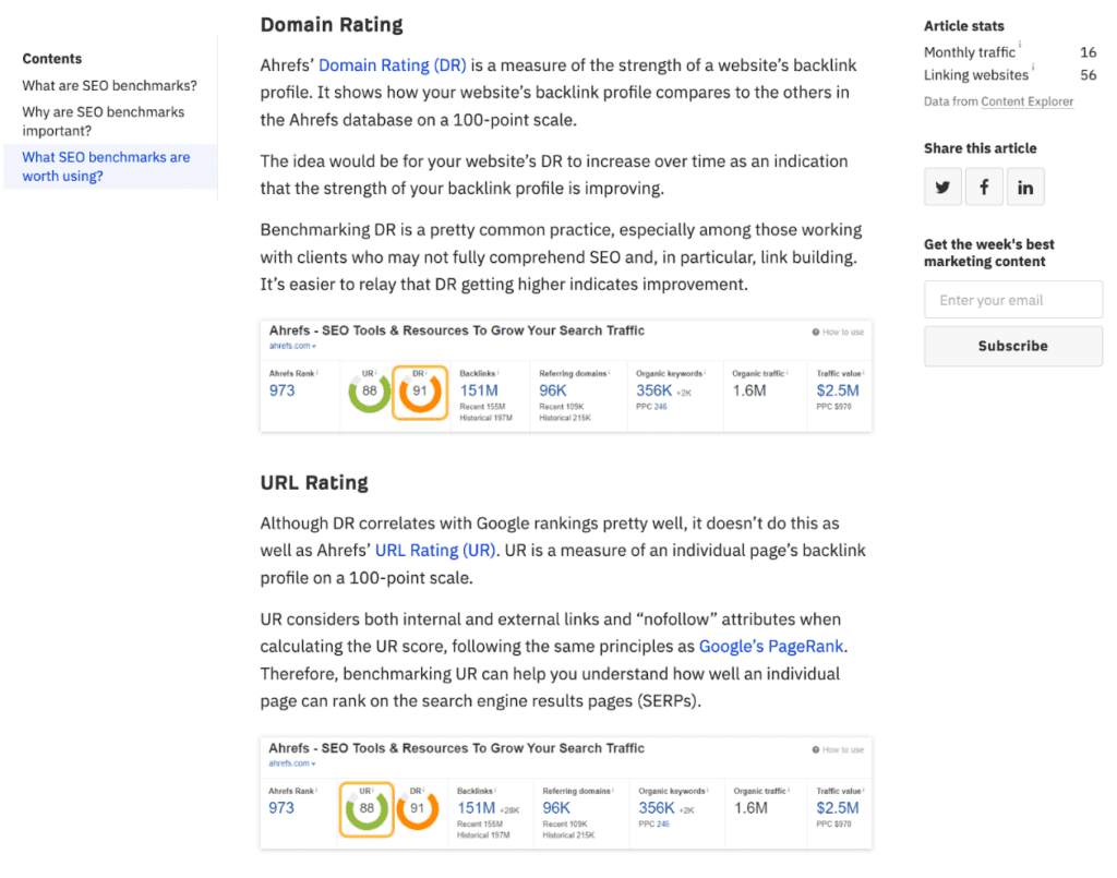 Ahrefs: what are SEO benchmarks & which ones actually matter blog post