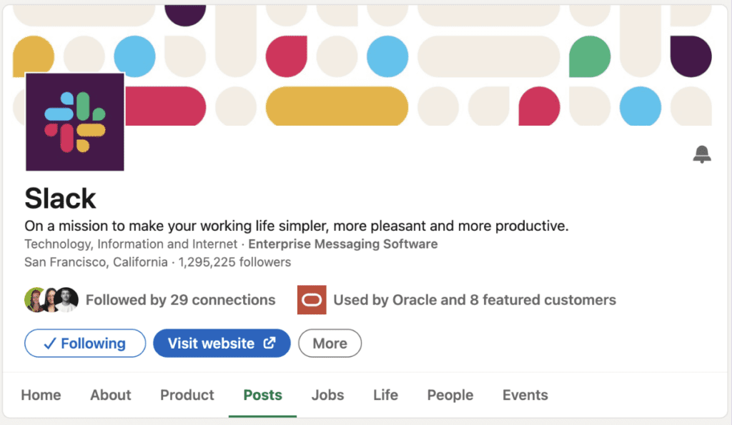 Slack LinkedIn Page