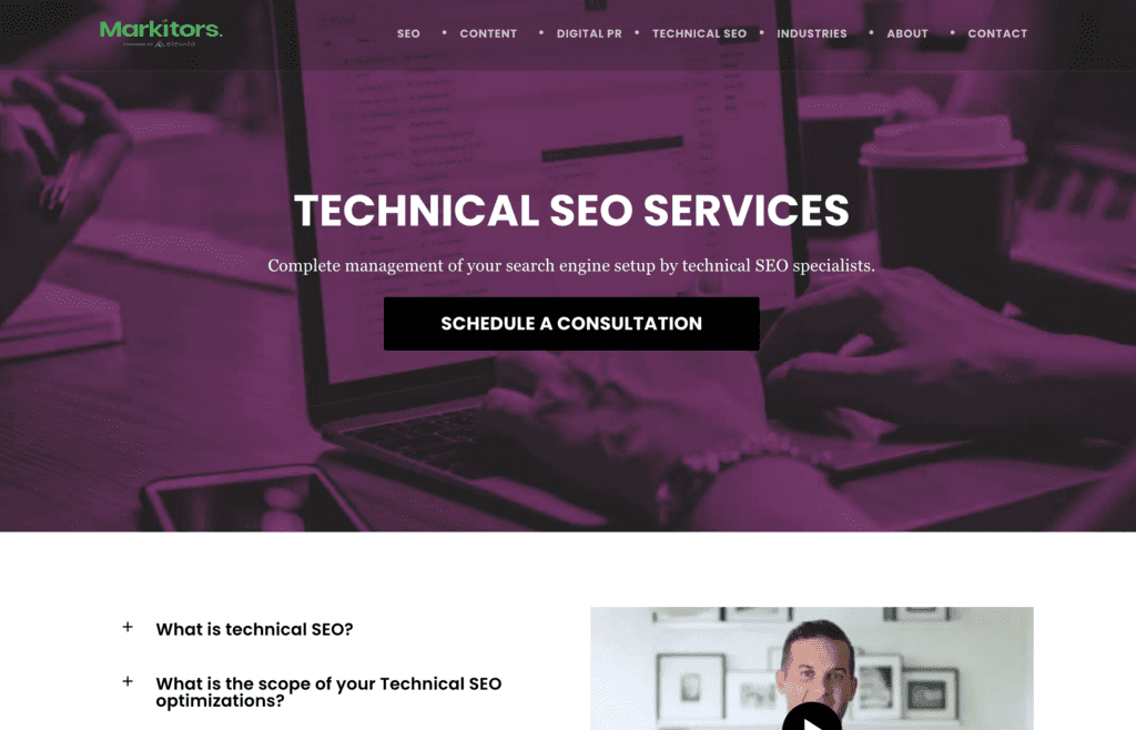 Markitors Technical SEO Service Landing Page